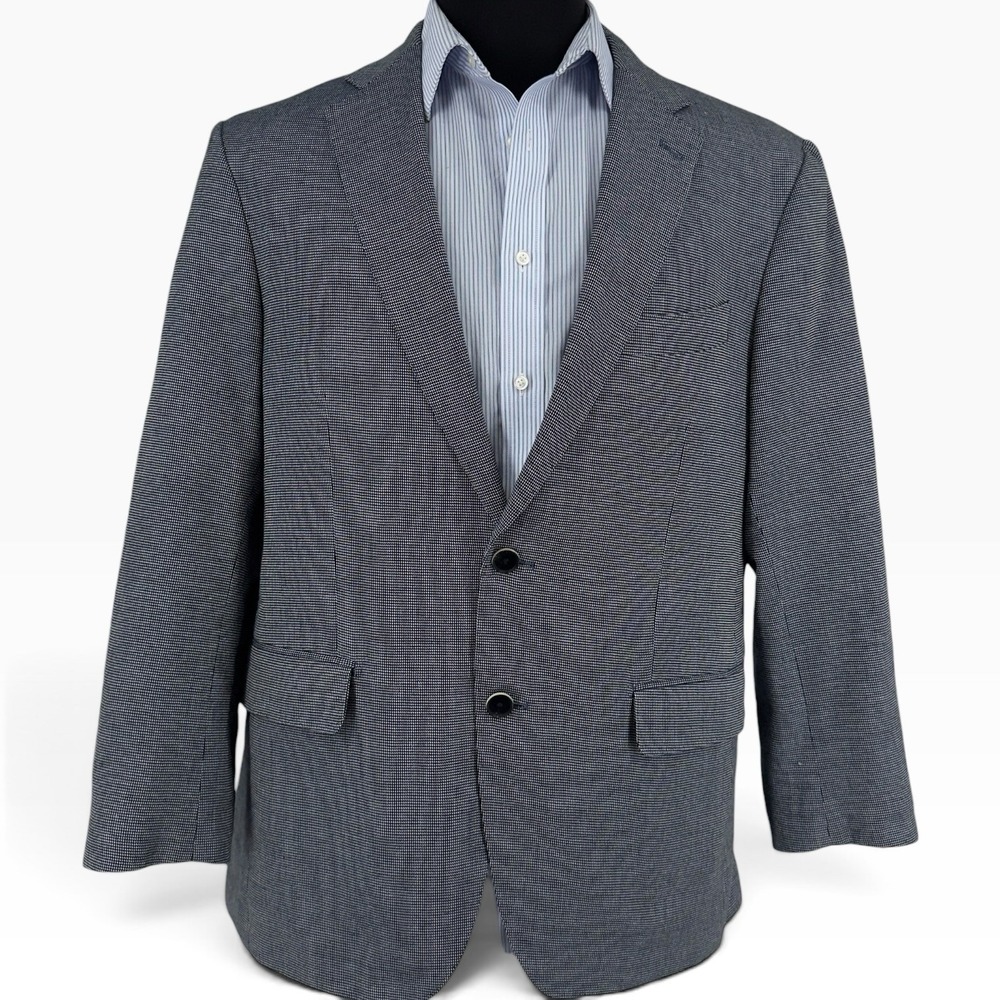 Rodd & Gunn Mens Sports Fit Blazer Large Blue Cotton Linen Blend Jacket Woven